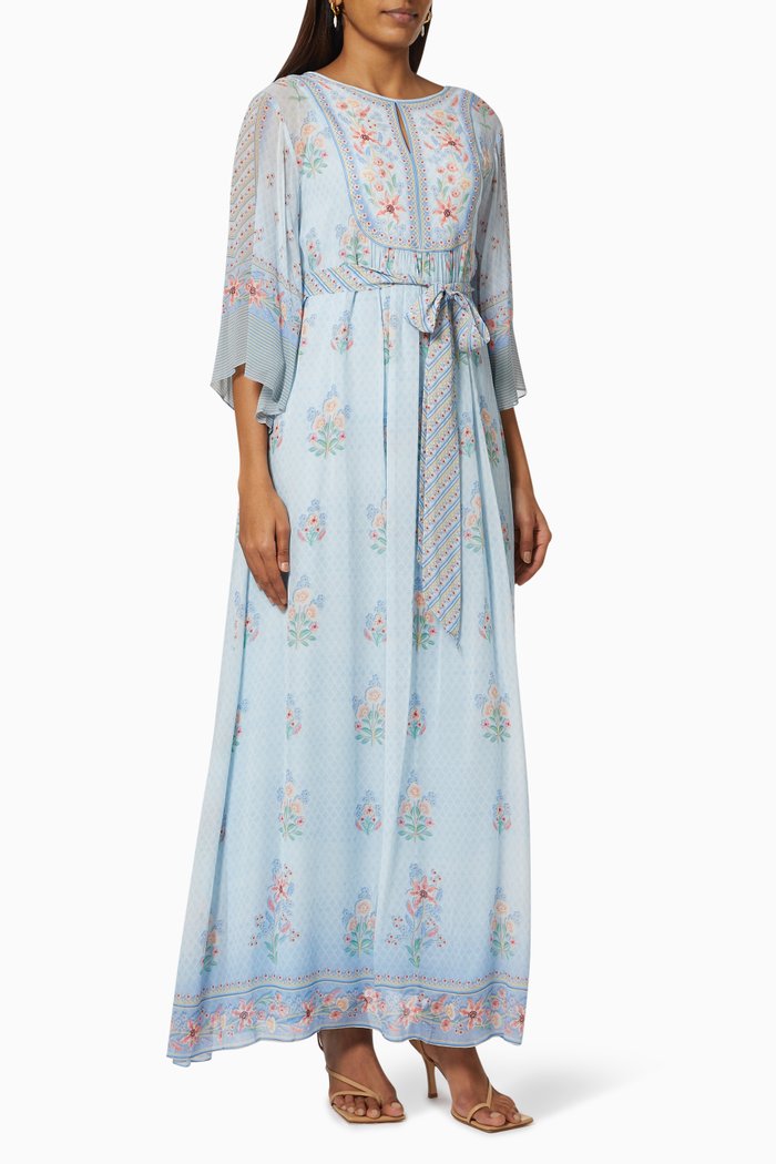 

Printed Kaftan in Cotton, Blue