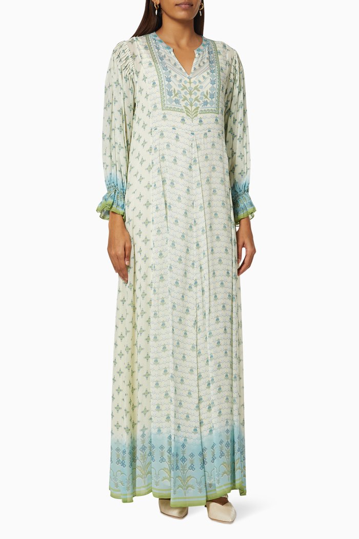 

Printed Dress in Cotton, Neutral