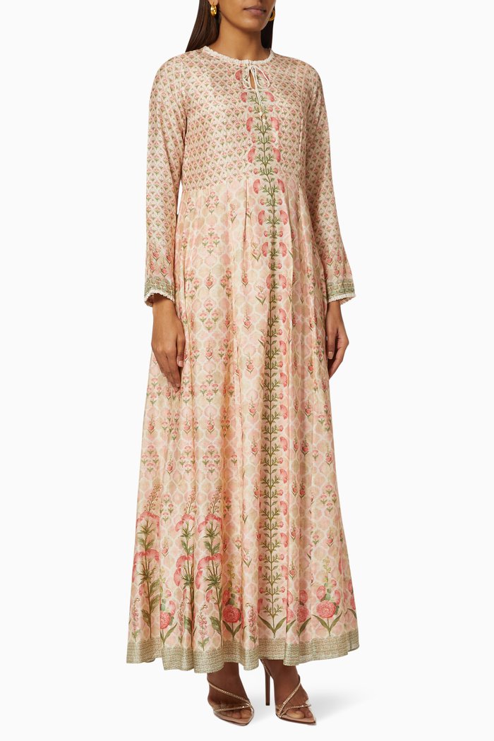 

Floral Kaftan in Viscose, Pink