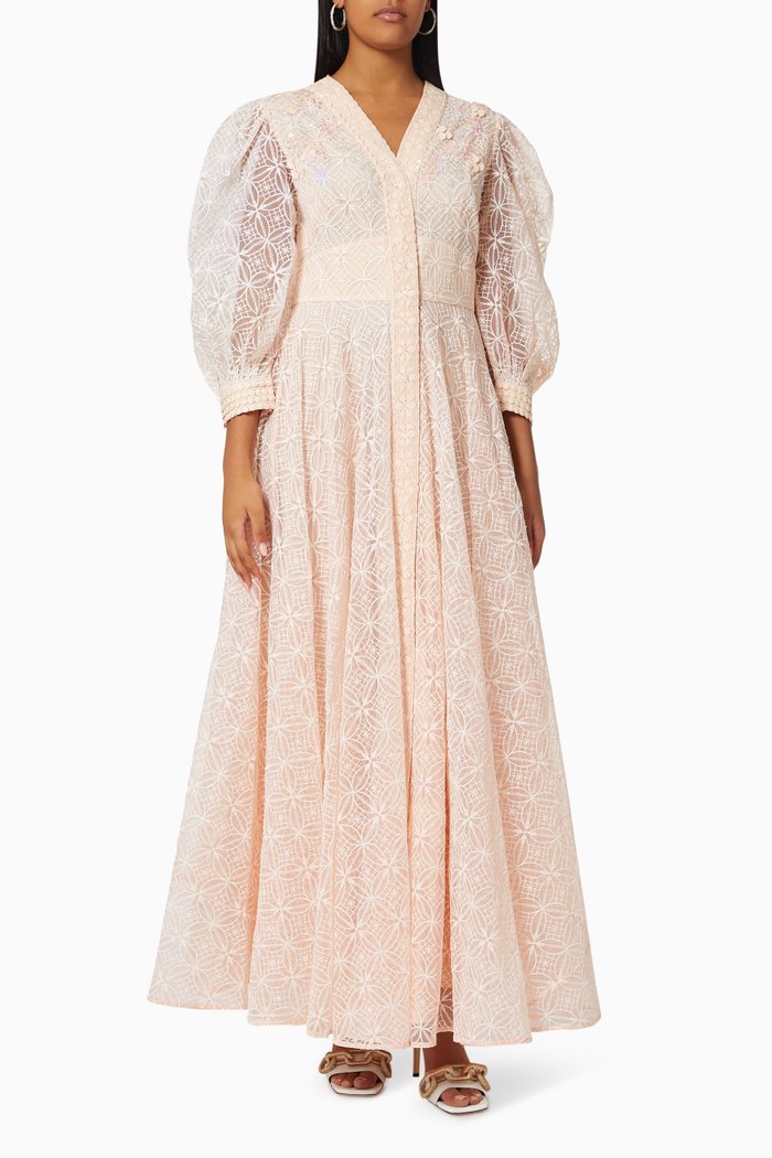 

Adele A Dress in Lace Organza, Pink