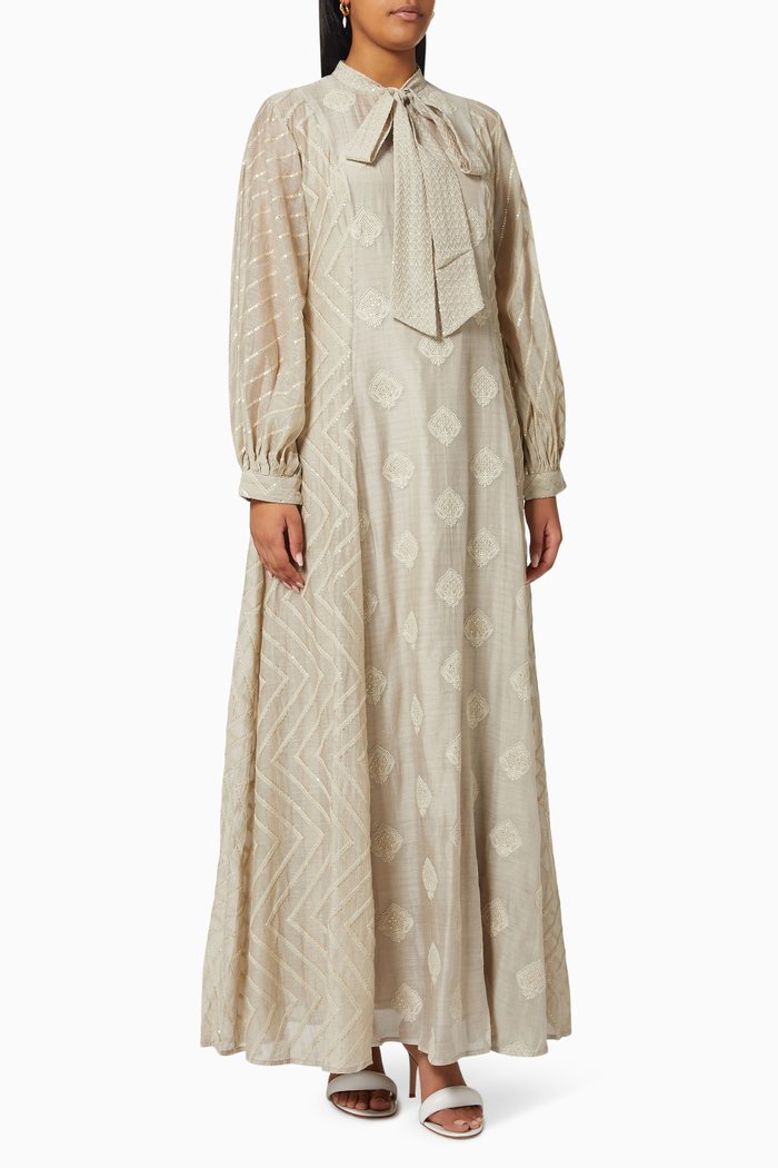

Aida B Dress in Cotton Silk, Grey