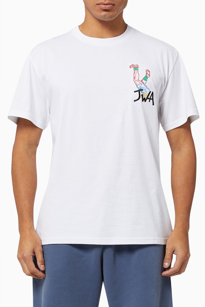 

Embroidered Rugby Patch T-shirt in Cotton Jersey, White