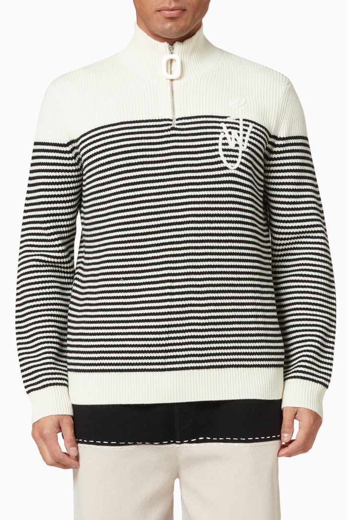 

Embroidered Logo Sweater in Merino Wool, Neutral