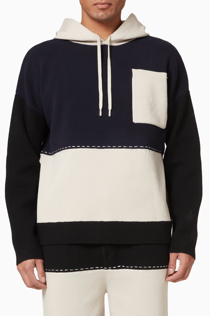 

Hooded Sweater in Merino Wool, Blue