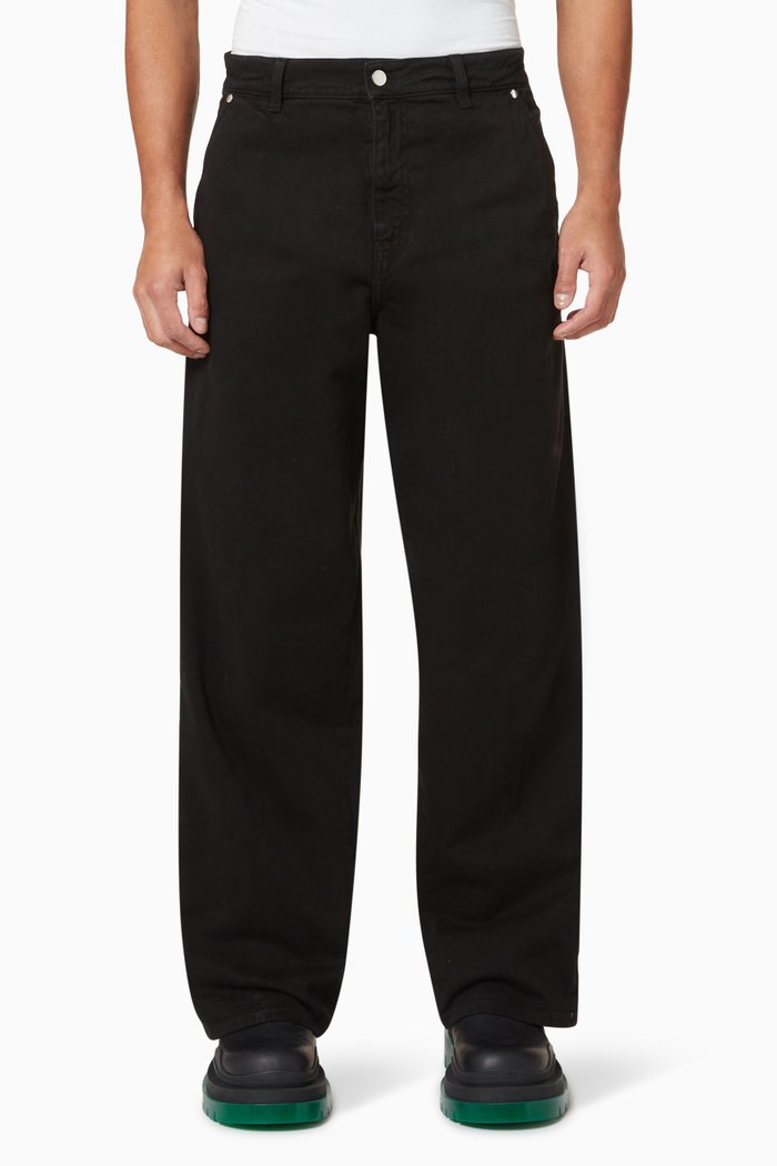 

Logo Grid Turn Up Jeans, Black