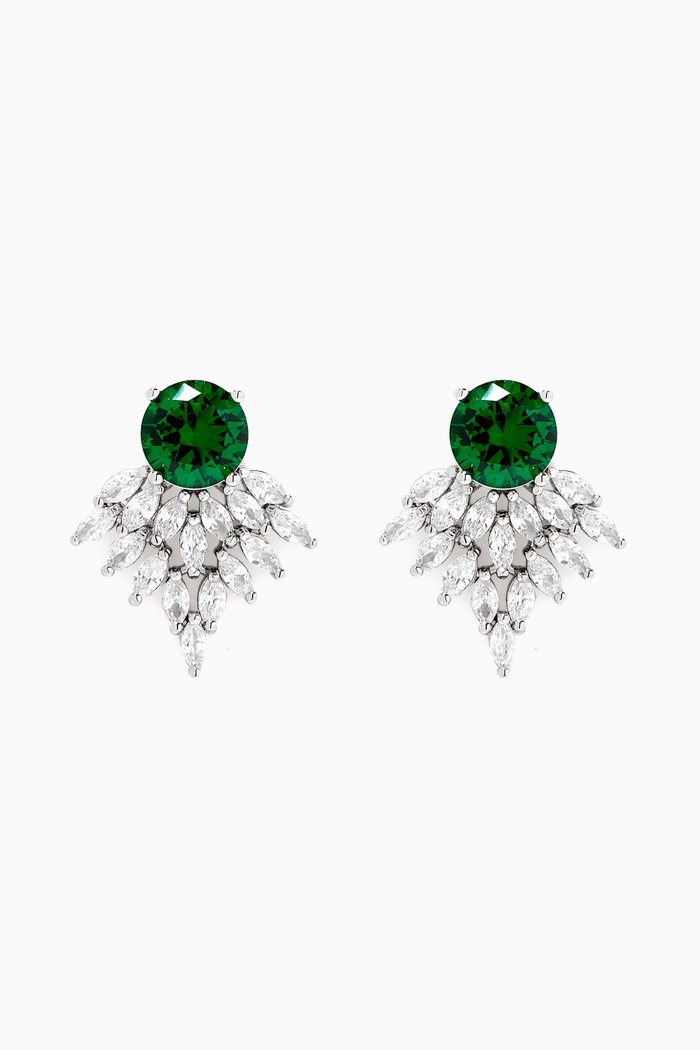 

CZ Marquise Cut Drop Earrings, Green