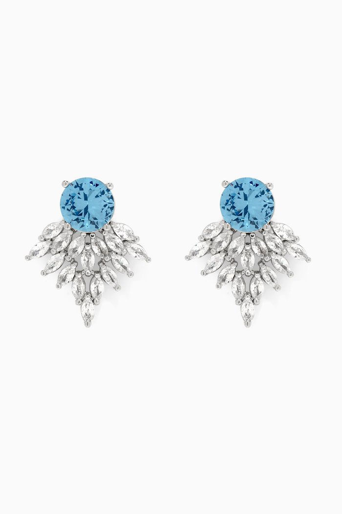 

CZ Marquise Cut Drop Earrings, Blue