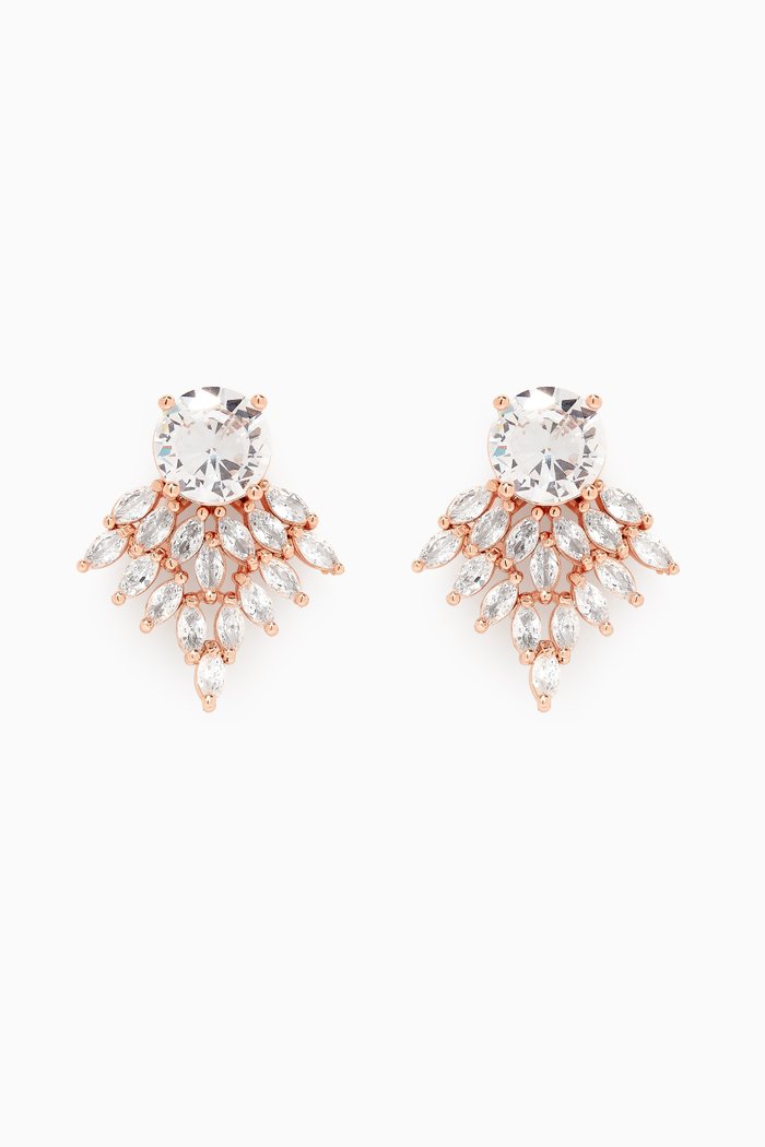 CZ Marquise Cut Drop Earrings, Rose gold