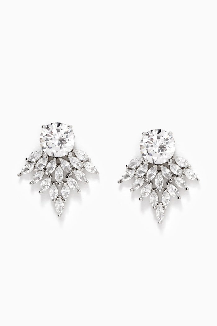 

CZ Marquise Cut Drop Earrings, Silver