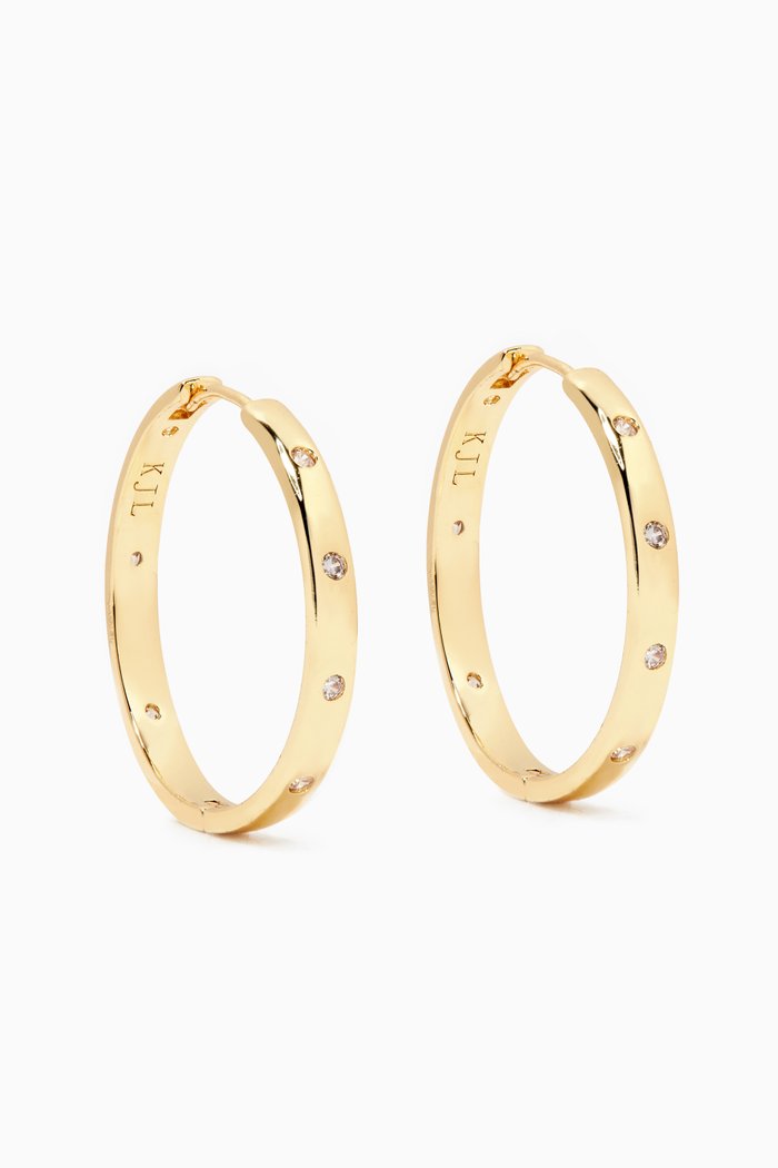 

CZ Hoop Earrings, Gold