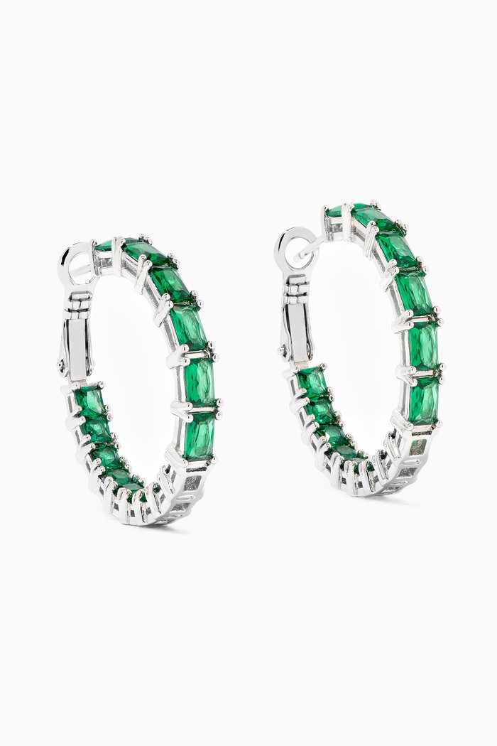 

Emerald Hoop Earrings, Green