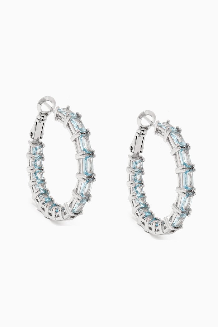 

Aquamarine Hoop Earrings, Blue