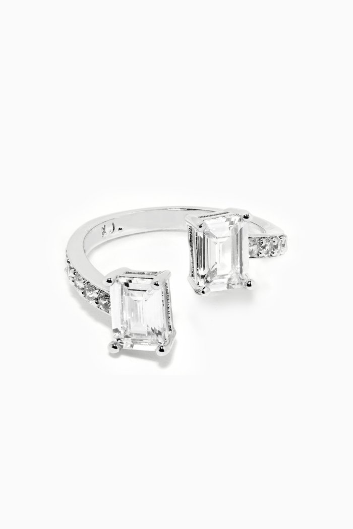 

CZ Pavé Double Open Ring, Silver