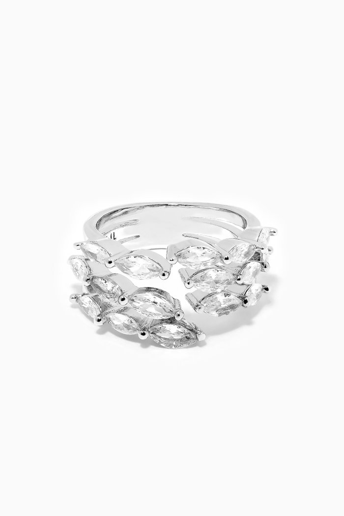 Marquis Open Wrap Ring, Silver