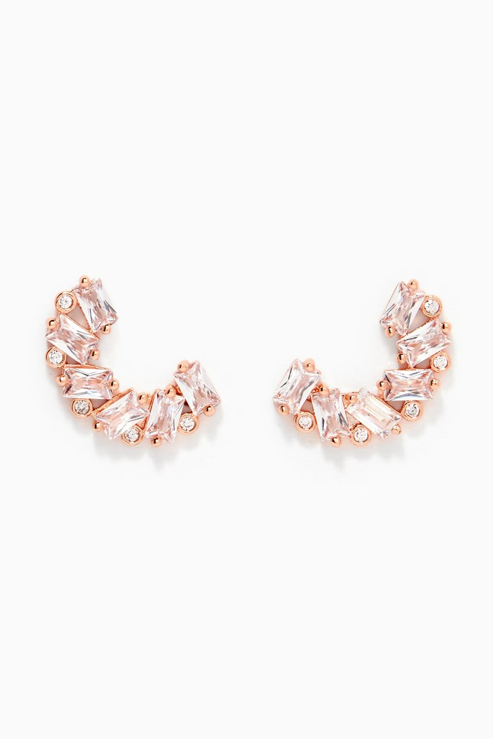 

Baguette Cluster CZ Crawler Earrings, Rose gold