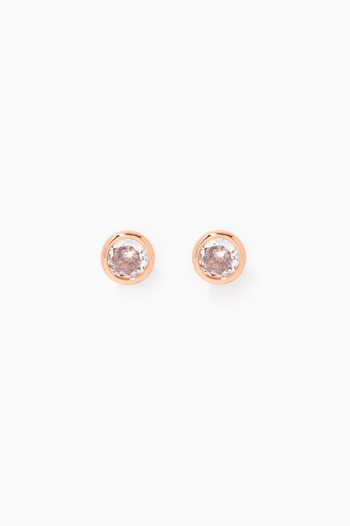 

Three-row Bezel Necklace & Earrings Set, Rose gold