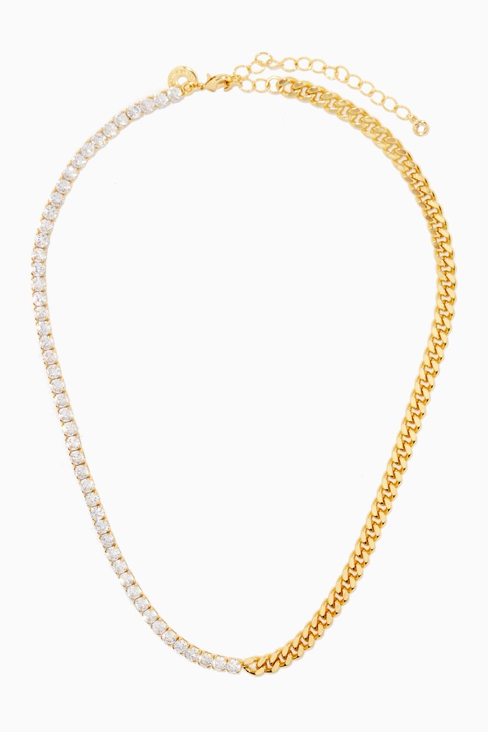 

Flexi Tennis Half CZ Necklace, Gold