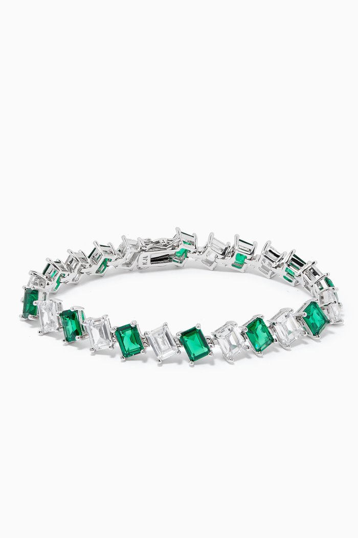 

Slanted Emerald Tennis Bracelet, Green