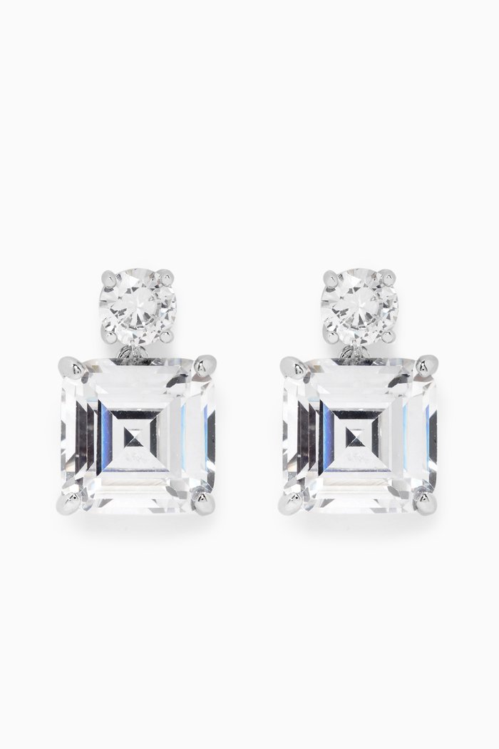 

Princess Stone Earrings, Silver