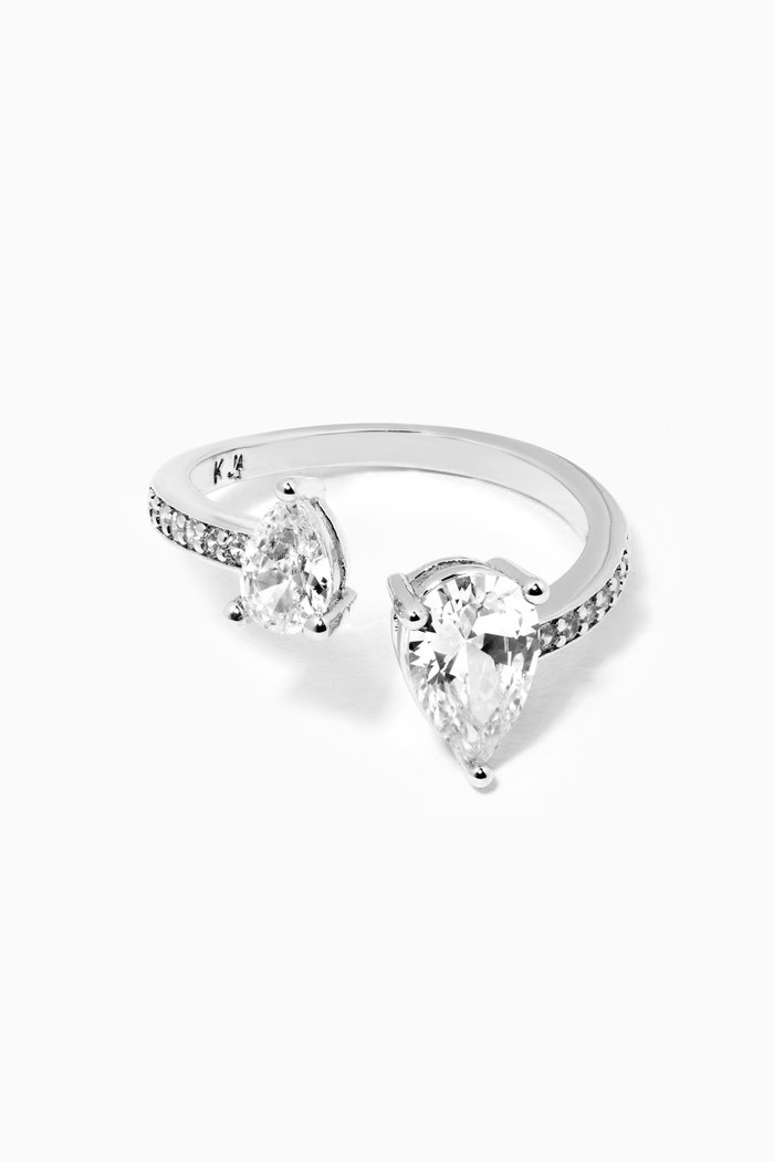 

CZ Pear Pavé Band, Silver