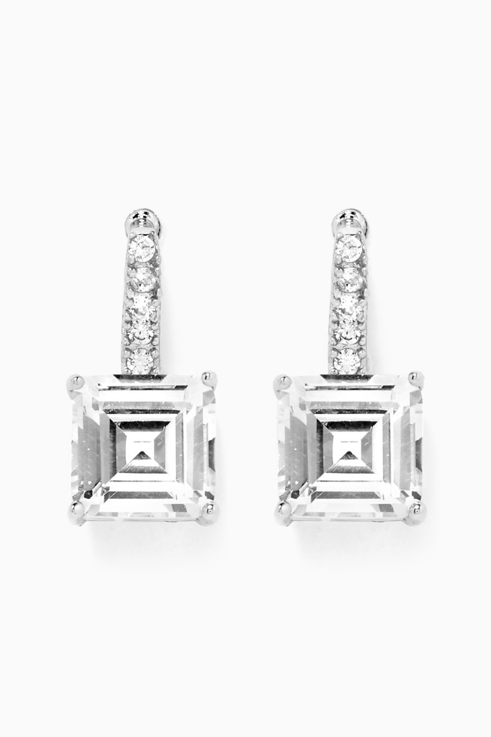 

Pavé Princess CZ Earrings, Silver