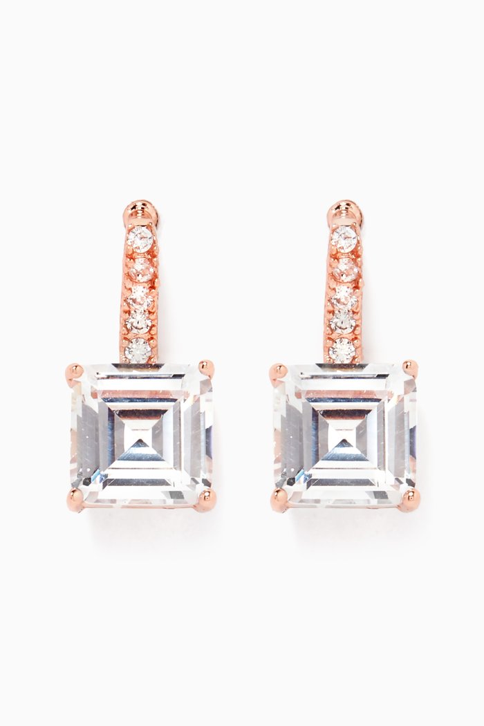 

Pavé Princess CZ Earrings, Rose gold