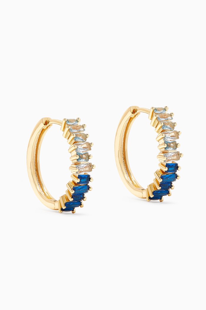 

Baguette Hoop Earrings, Blue
