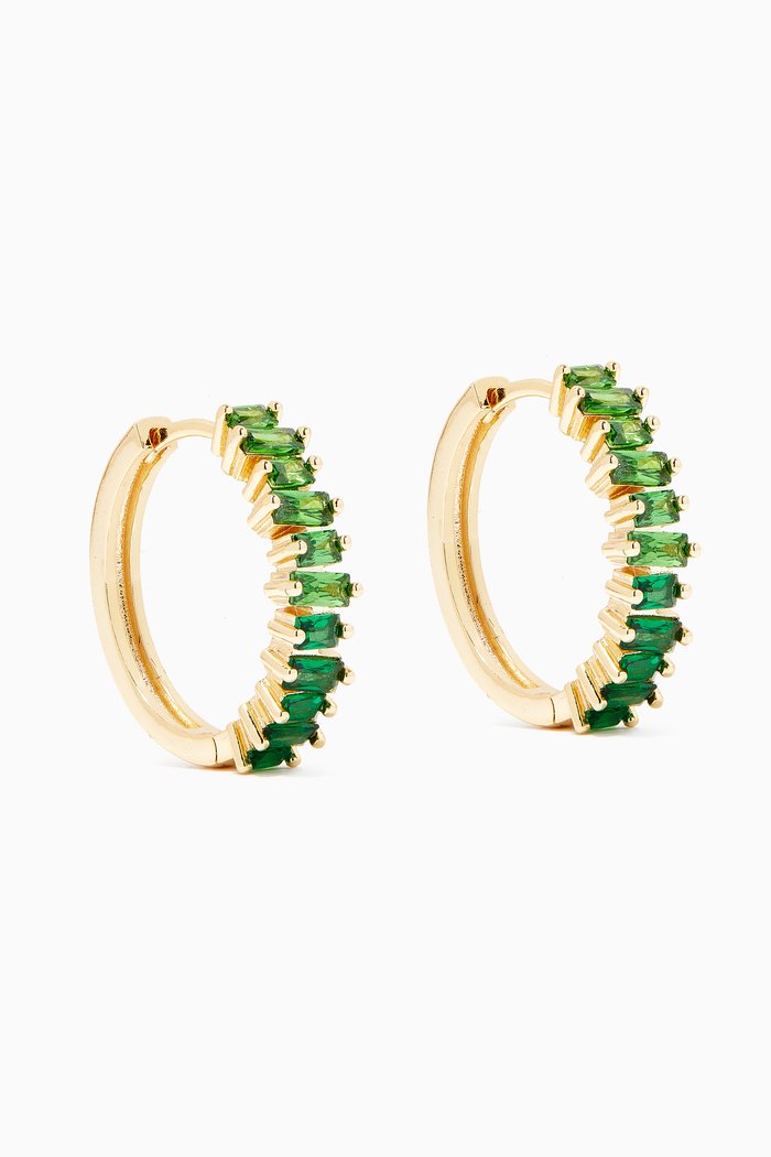 Baguette Hoop Earrings, Pink