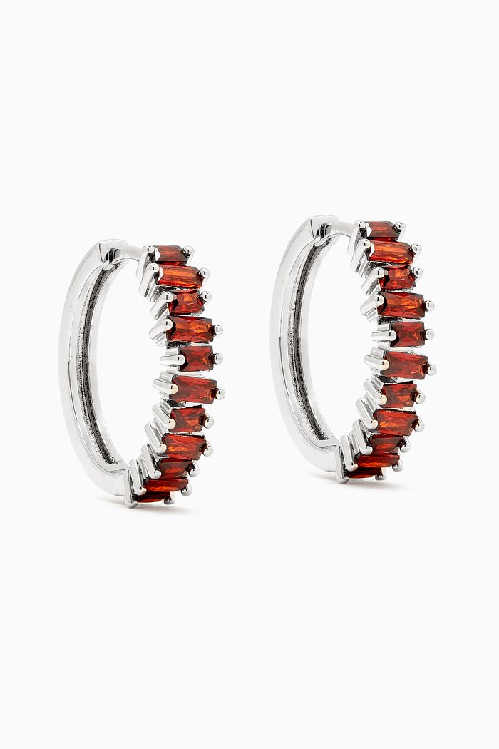 

Baguette Hoop Earrings, Red