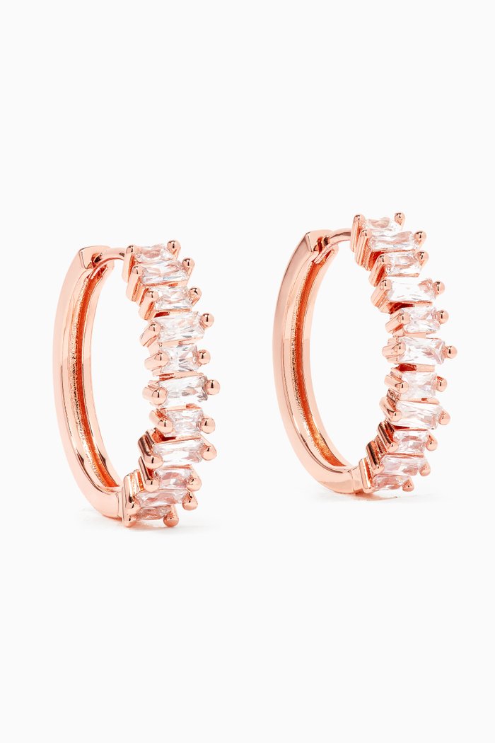 

Baguette Hoop Earrings, Rose gold