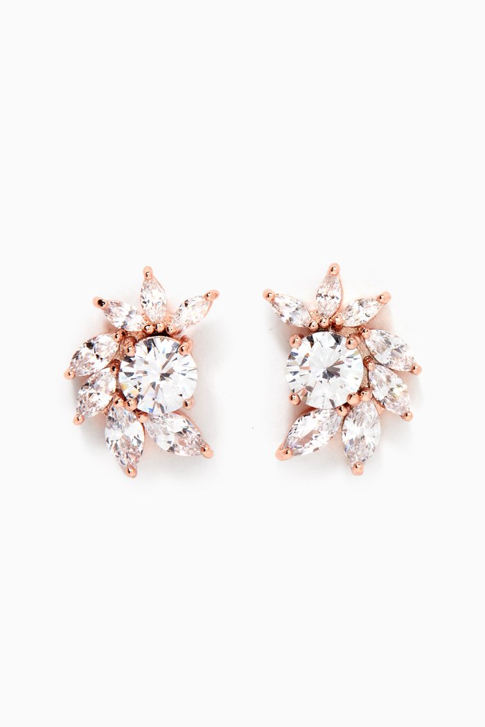 

CZ Marquise Curved Stud Earrings, Rose gold