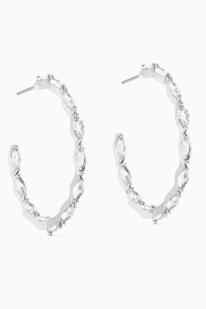 

Marquis Hoop Earrings, Silver