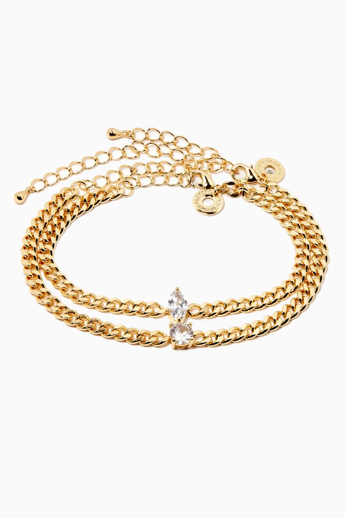 

Marquise & Round CZ Bracelet Set, Gold