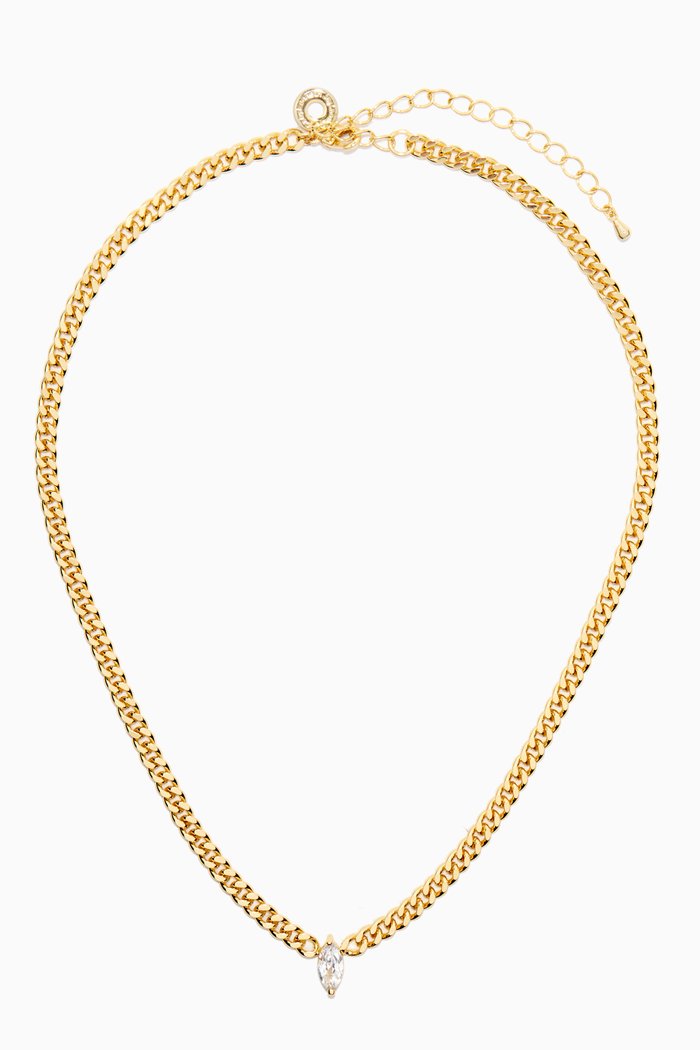 CZ Dainty Curb Chain Necklace, Gold