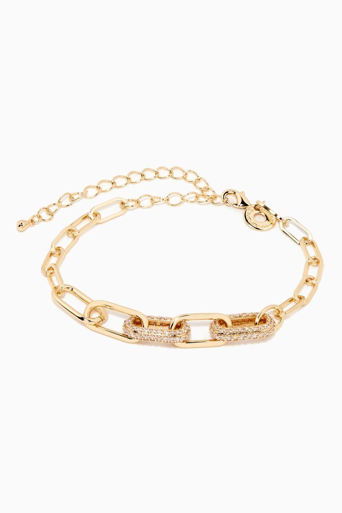 

Pavé CZ Double Link Chain Bracelet, Gold