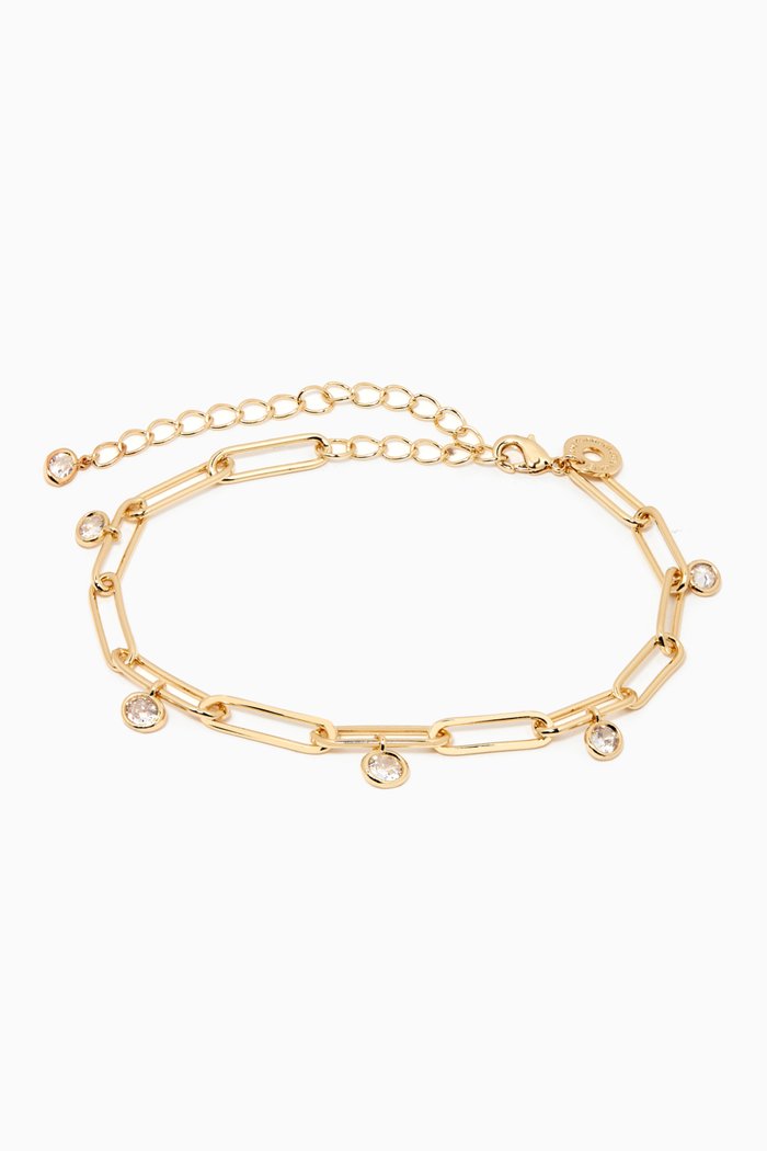

Round CZ Bezel Drops Bracelet, Gold
