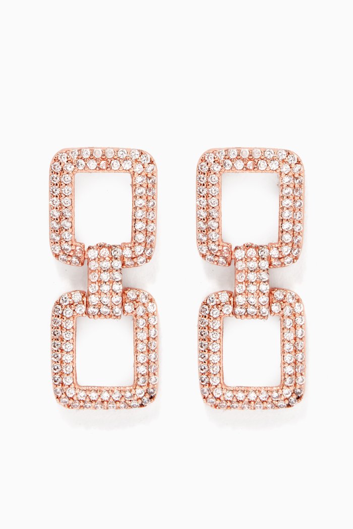 

Pavé CZ Link Earrings, Rose gold