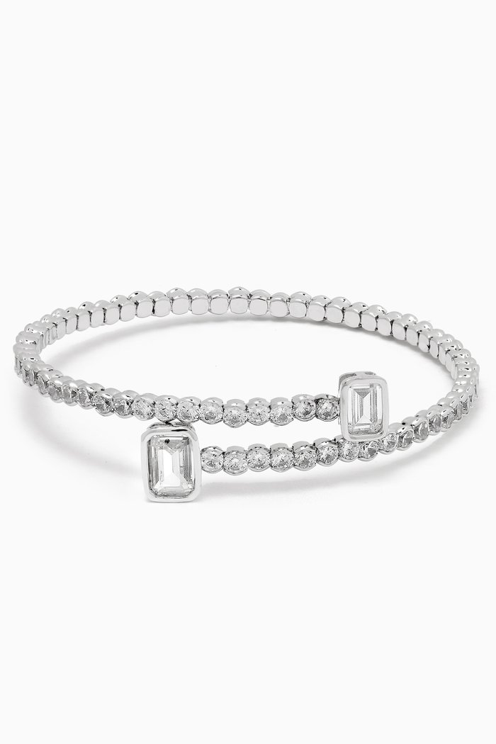 

Bypassing Pavé Bangle in Rhodium-plated Brass, Silver