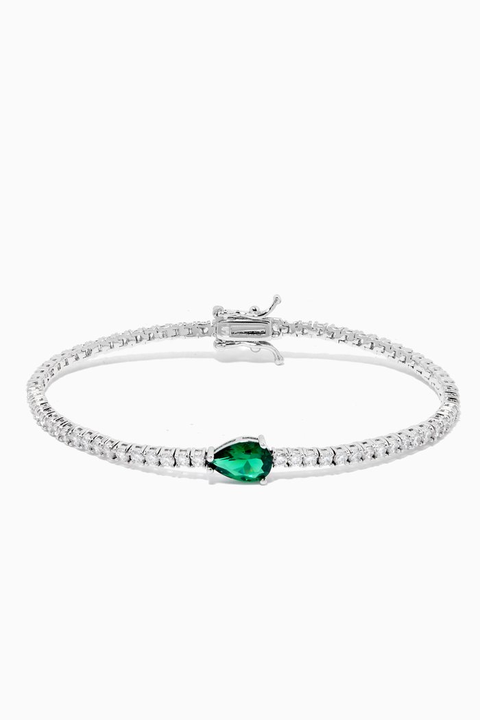 Pear Emerald Tennis Bracelet, Green