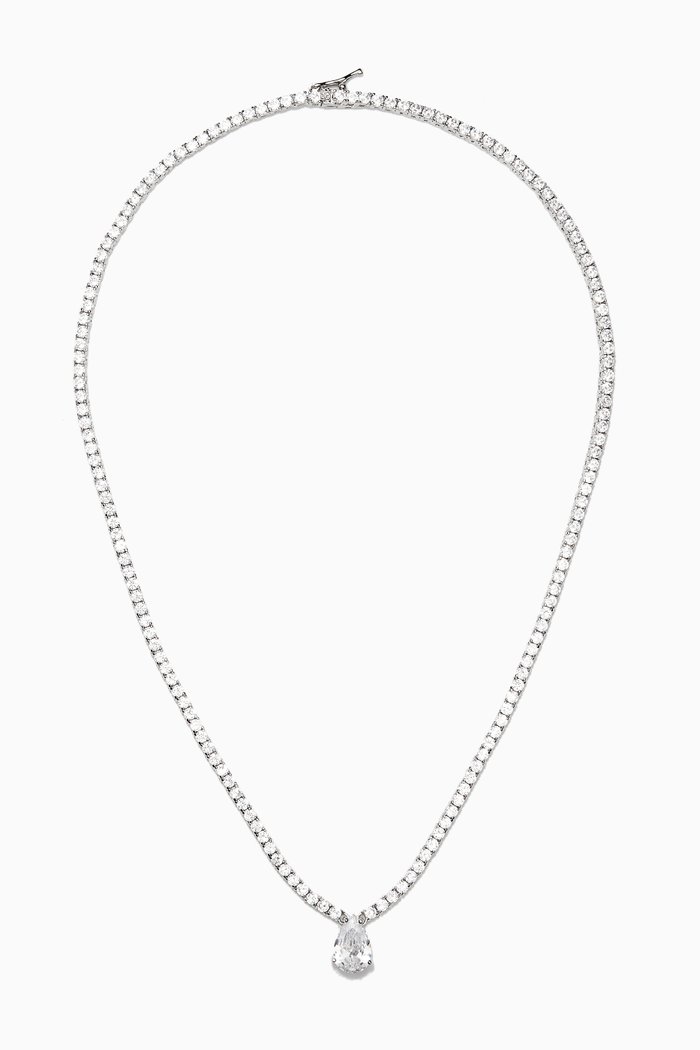 

Pear Stone Tennis Necklace, Silver
