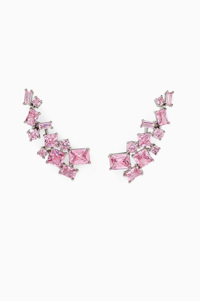 

Emerald CZ Multi-Shape Scatter Earrings, Pink