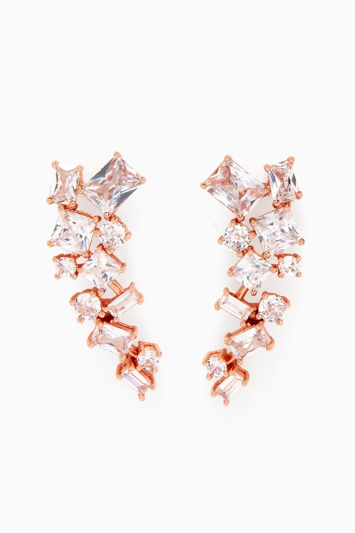 

Emerald CZ Multi-Shape Scatter Earrings, Rose gold