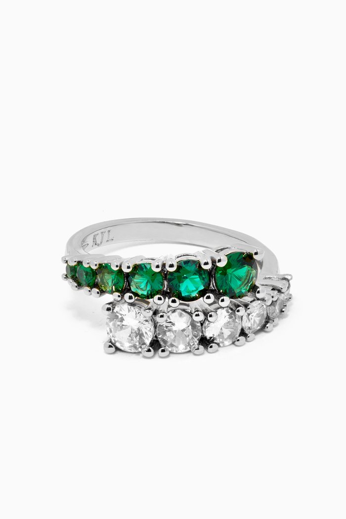 

Graduated Round CZ Bypass Ring, Green