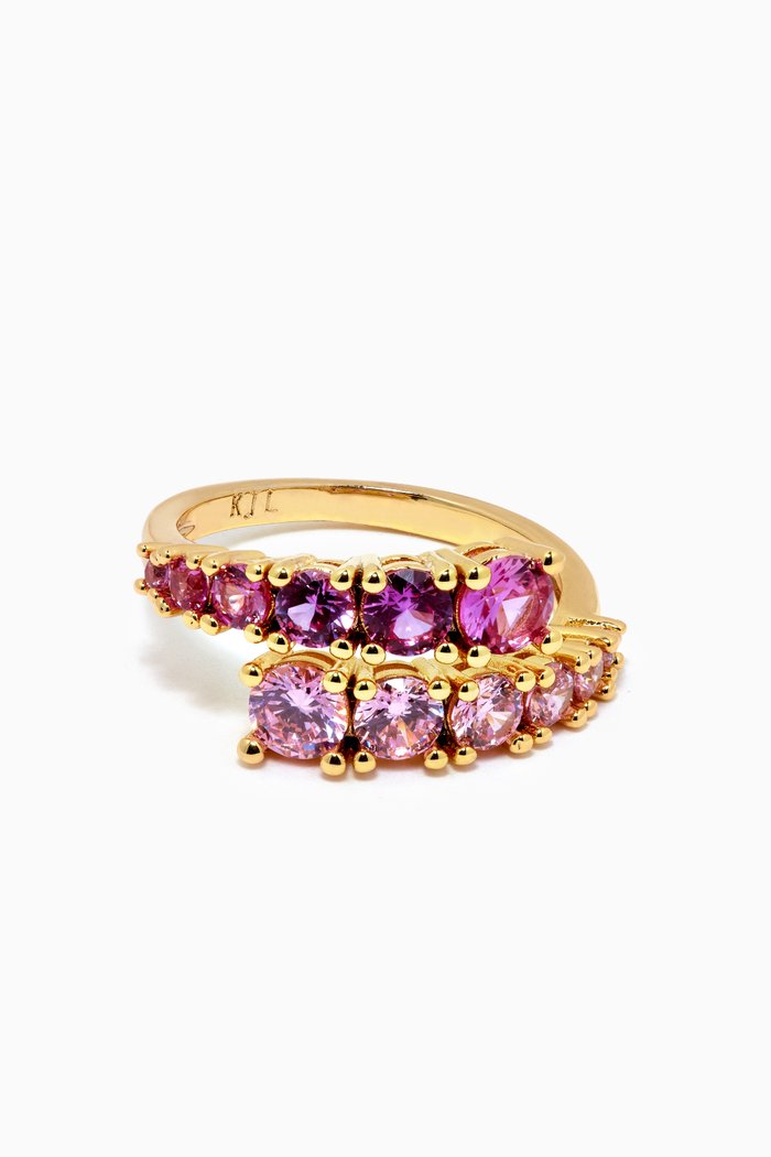 

Graduated Round CZ Bypass Ring, Pink