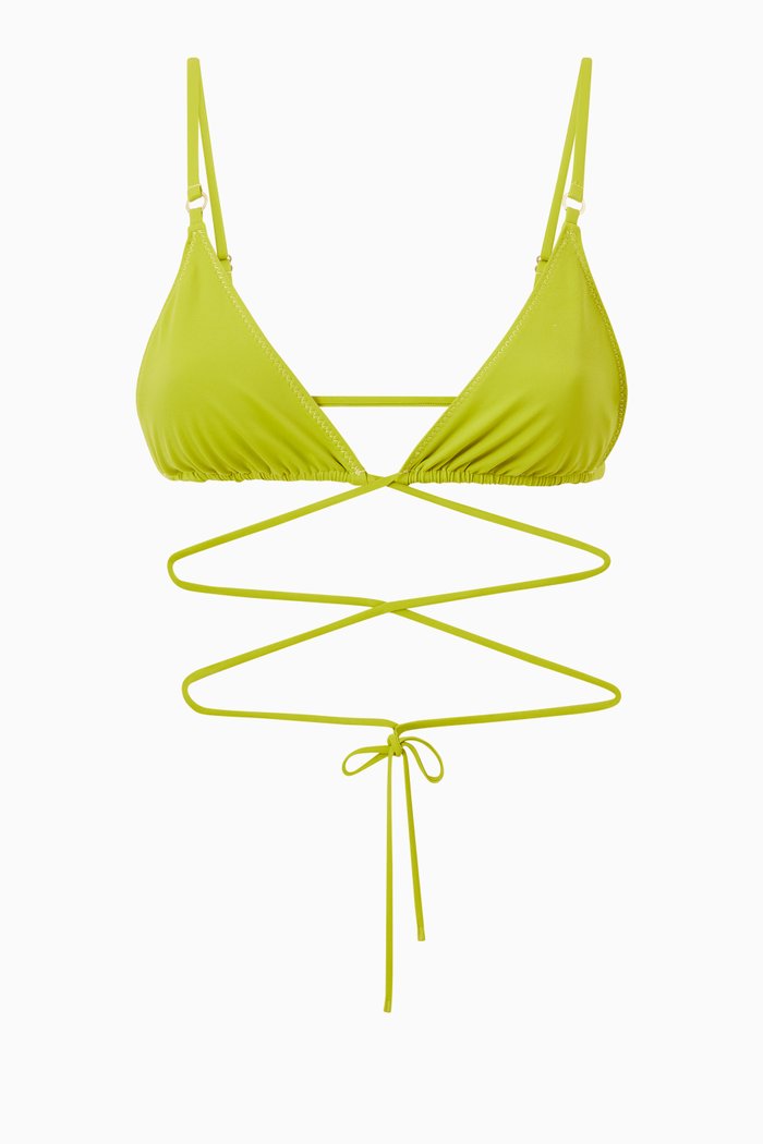 

Talise Tie String Bikini Top, Green