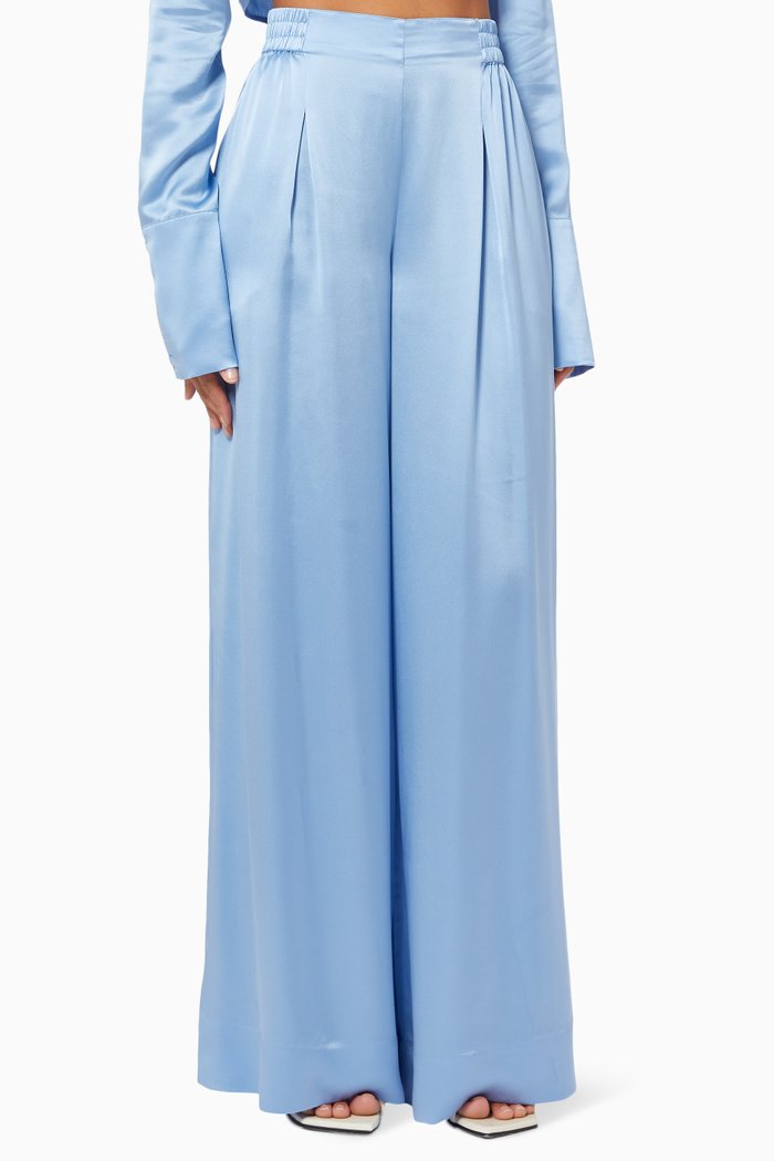 

Happy Wide Leg Pants in Eco-silk, Blue