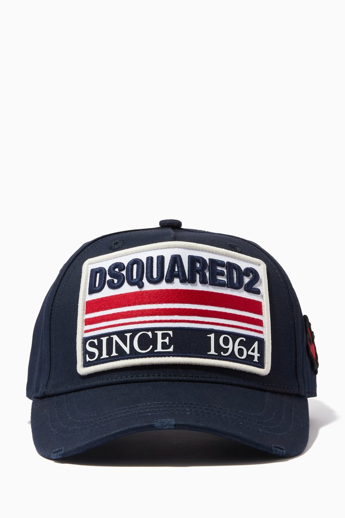 DSQUARED2 Since 1964 Cap in Cotton Gabardine, Blue