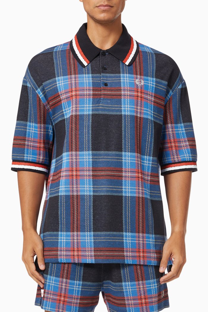 

x LOVERBOY Oversized Tartan Polo Shirt, Multicolour