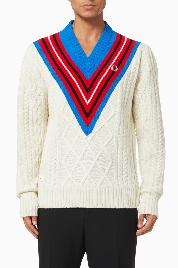 x LOVERBOY Argyle Jumper in Intarsia Knit, Neutral