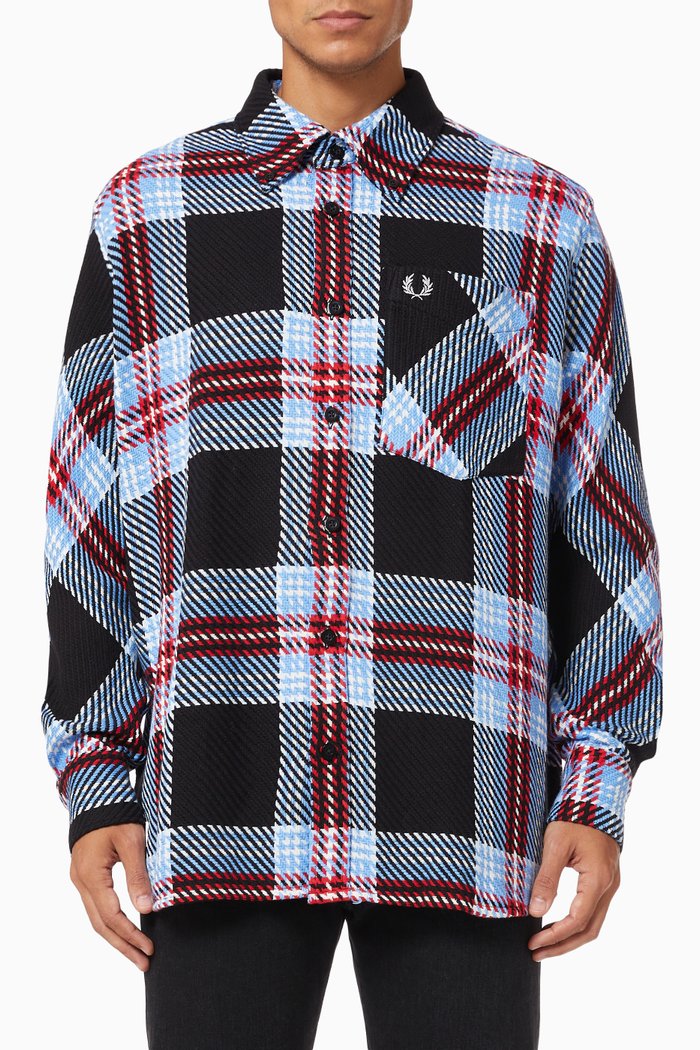 

x LOVERBOY Tartan Overshirt in Woven Cotton, Multicolour